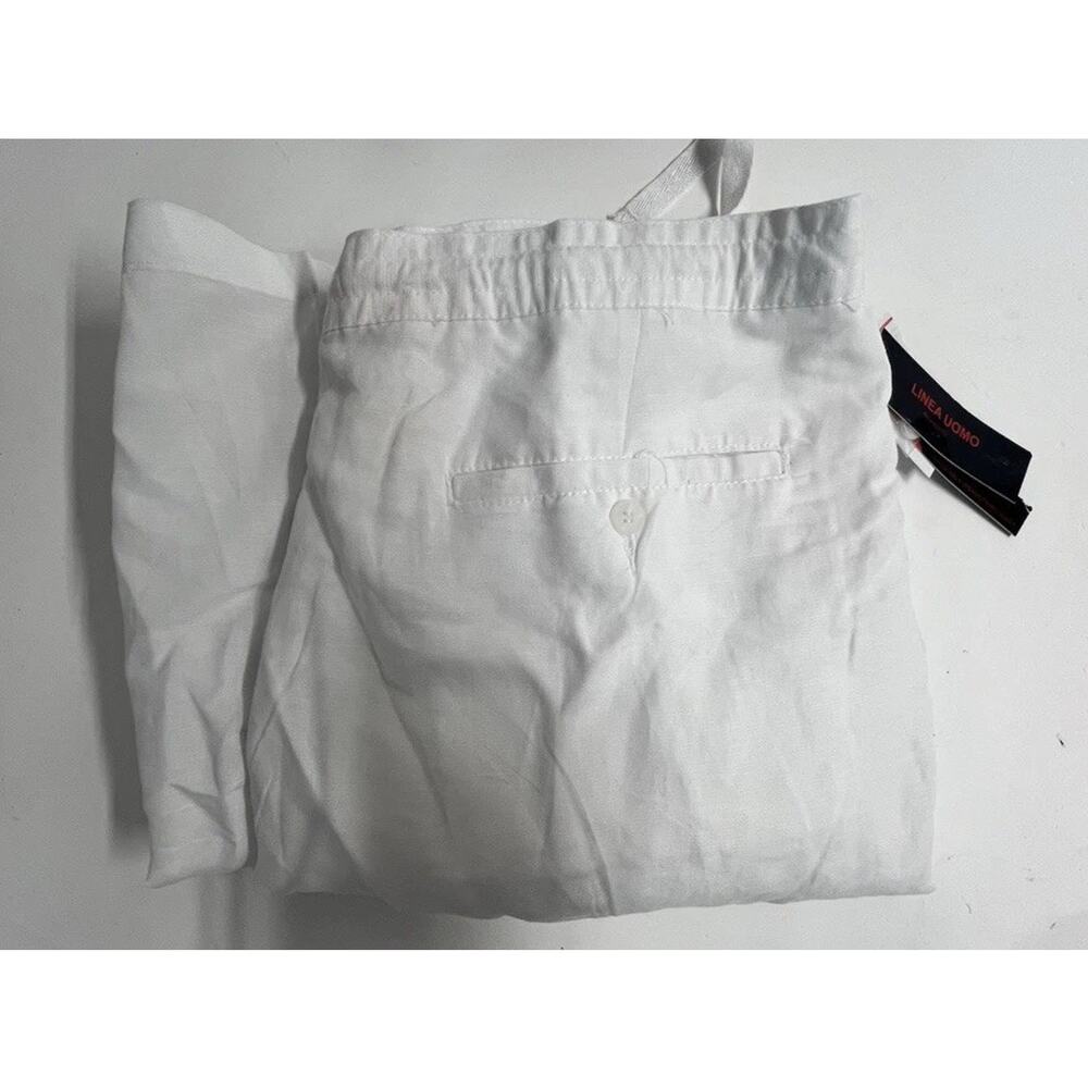 Linea Uomo Linen Blend Pants Mens Size 48x30 White Lightweight Summer Time